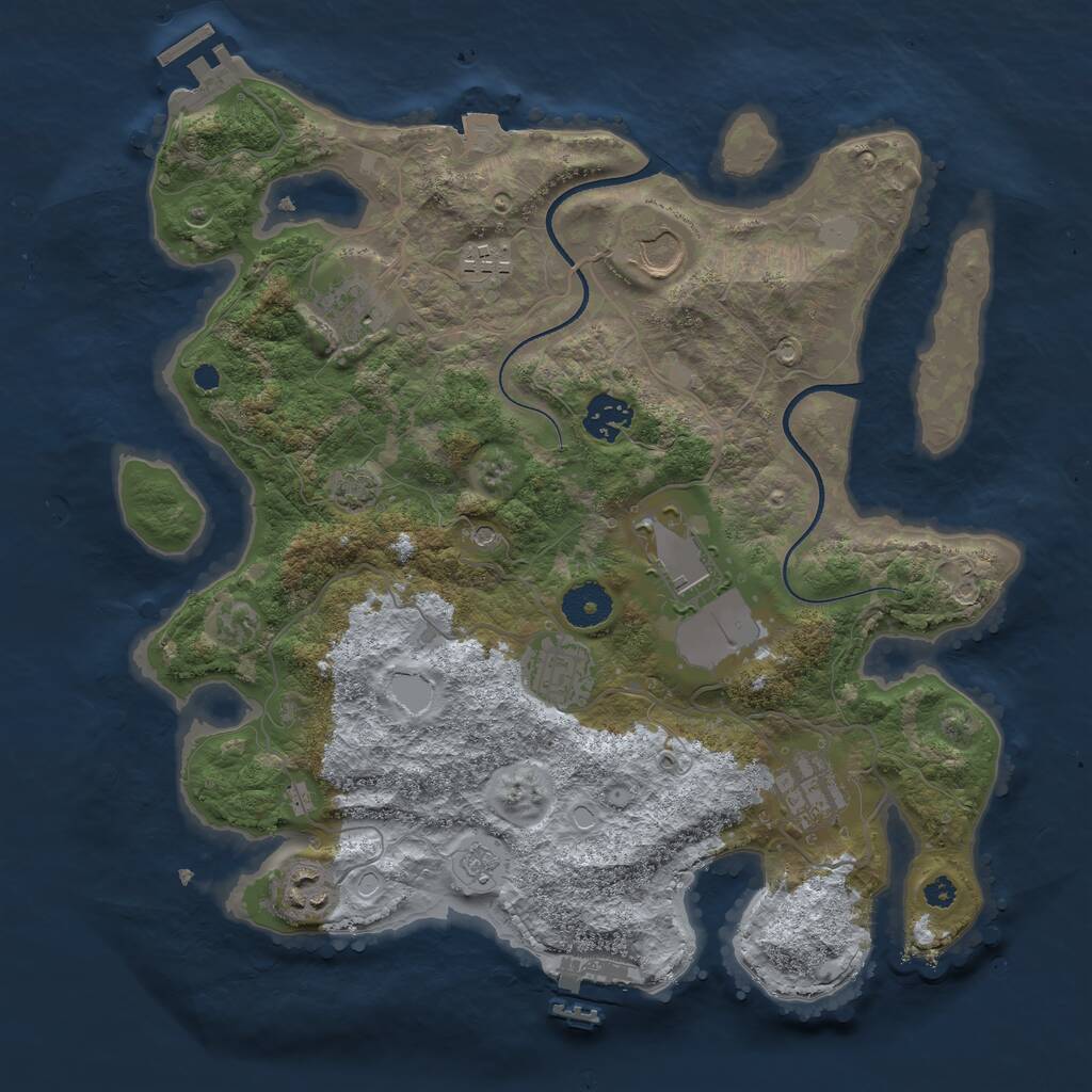 Rust Map: Procedural Map, Size: 3500, Seed: 1344031969, 14 Monuments