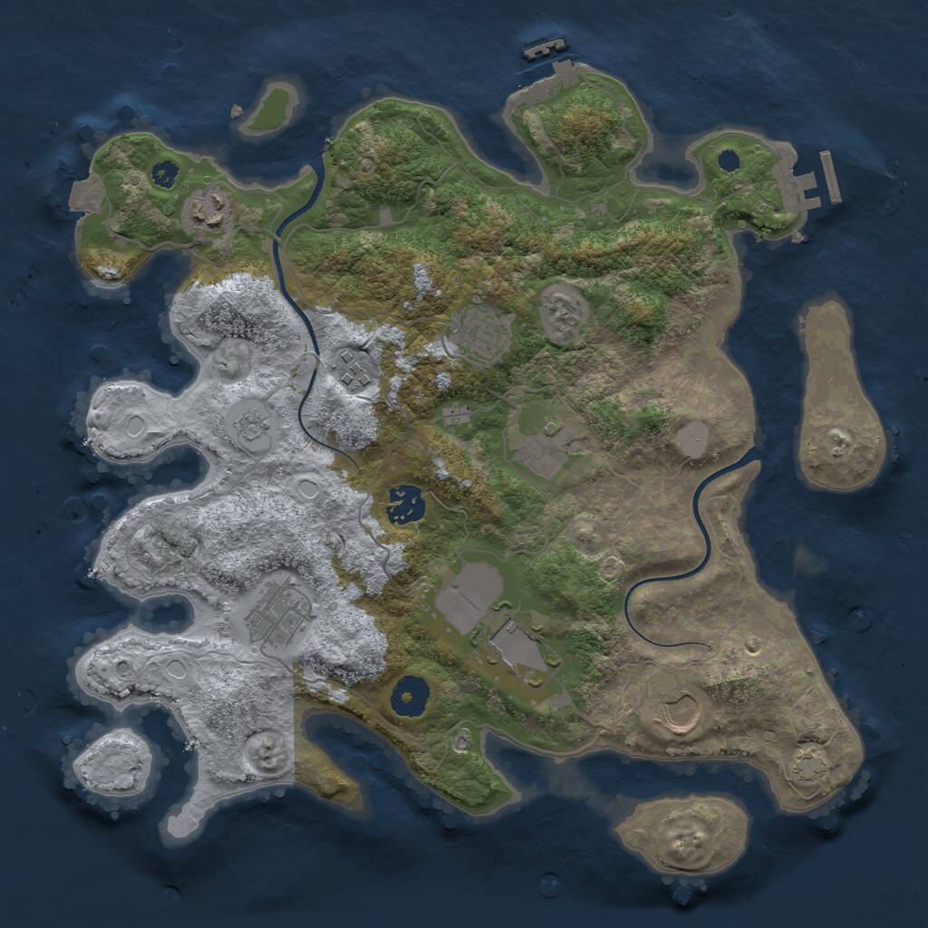 Rust Map: Procedural Map, Size: 3500, Seed: 4524, 13 Monuments