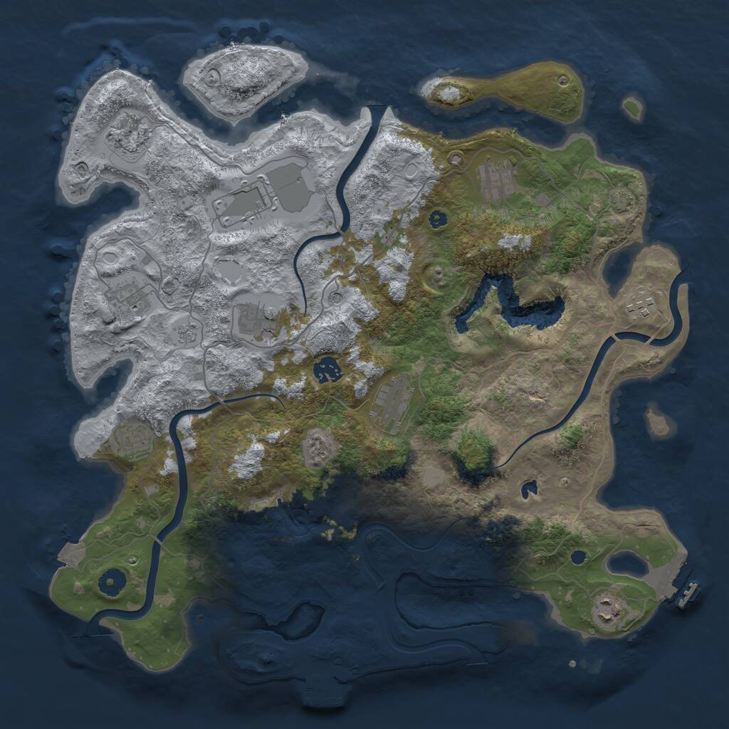 Rust Map: Procedural Map, Size: 4050, Seed: 261926478, 16 Monuments