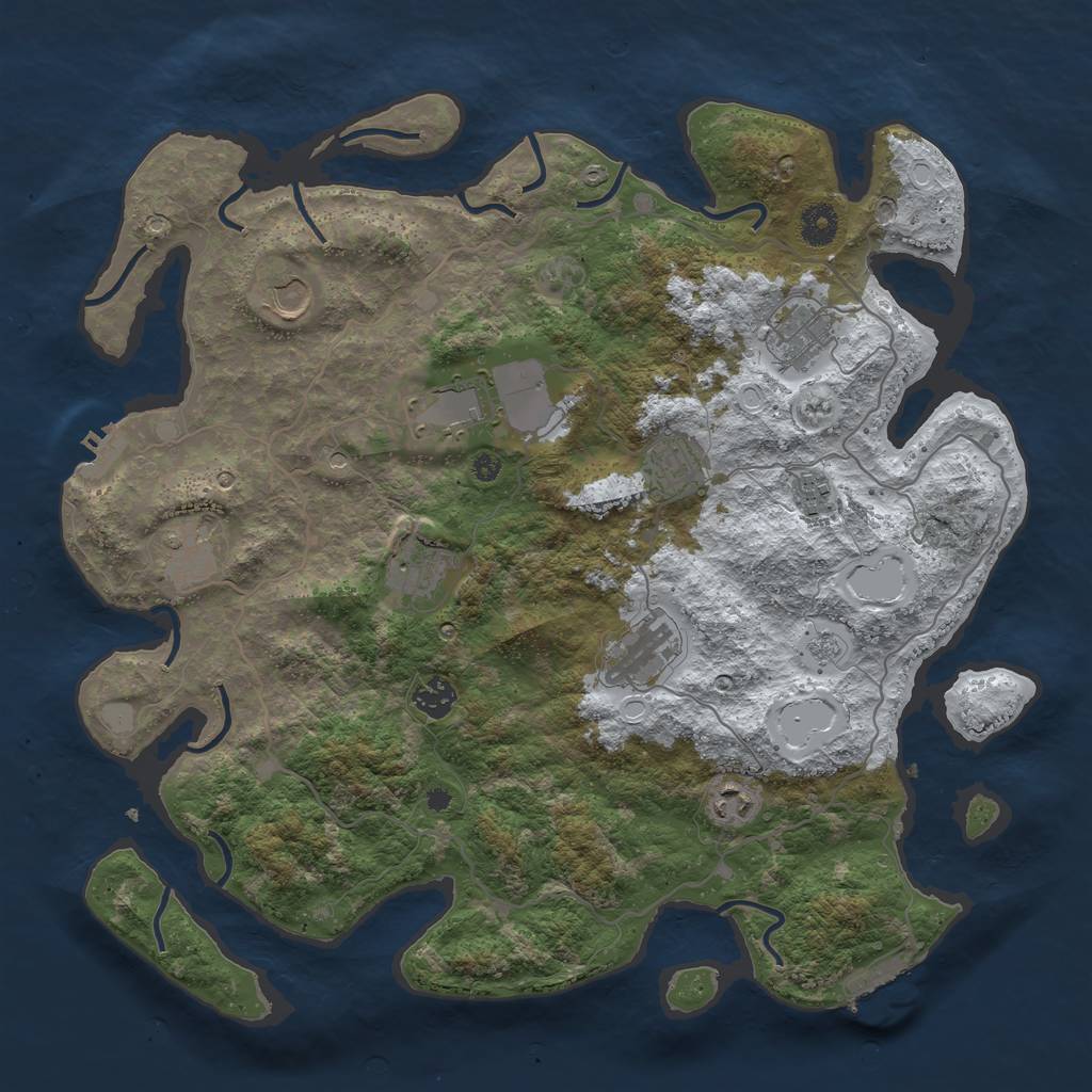 Rust Map: Procedural Map, Size: 4000, Seed: 12130, 19 Monuments
