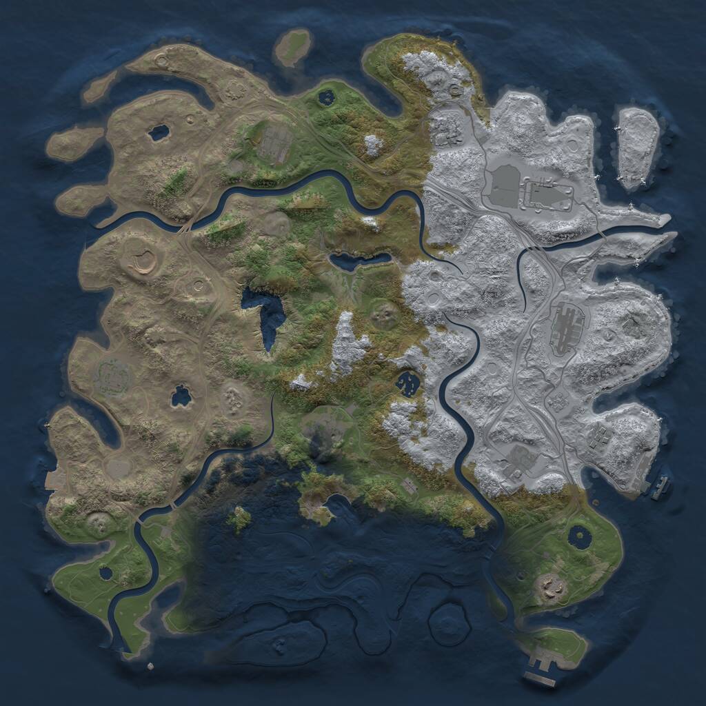 Rust Map: Procedural Map, Size: 4500, Seed: 1321788070, 17 Monuments