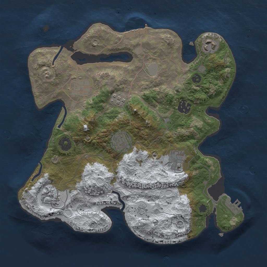Rust Map: Procedural Map, Size: 3000, Seed: 303822295, 16 Monuments
