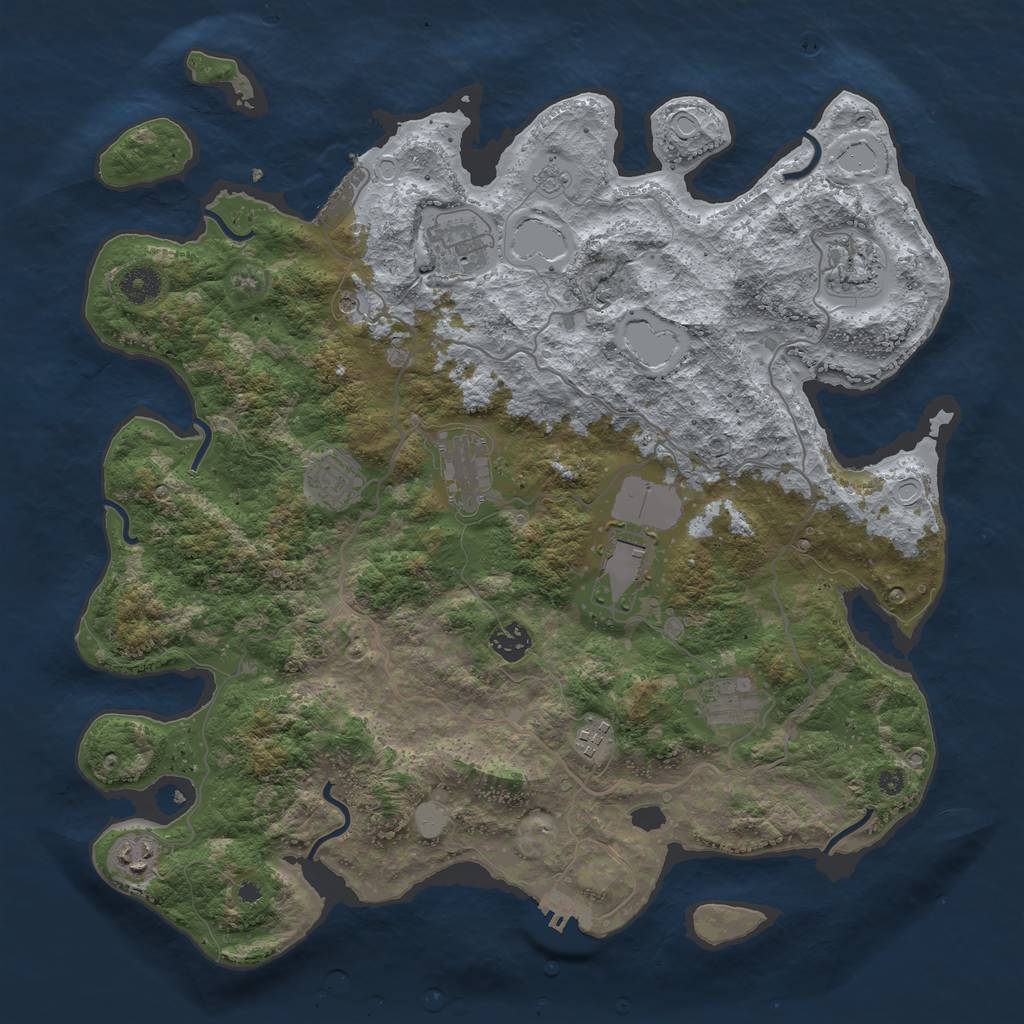 Rust Map: Procedural Map, Size: 4000, Seed: 30582, 18 Monuments