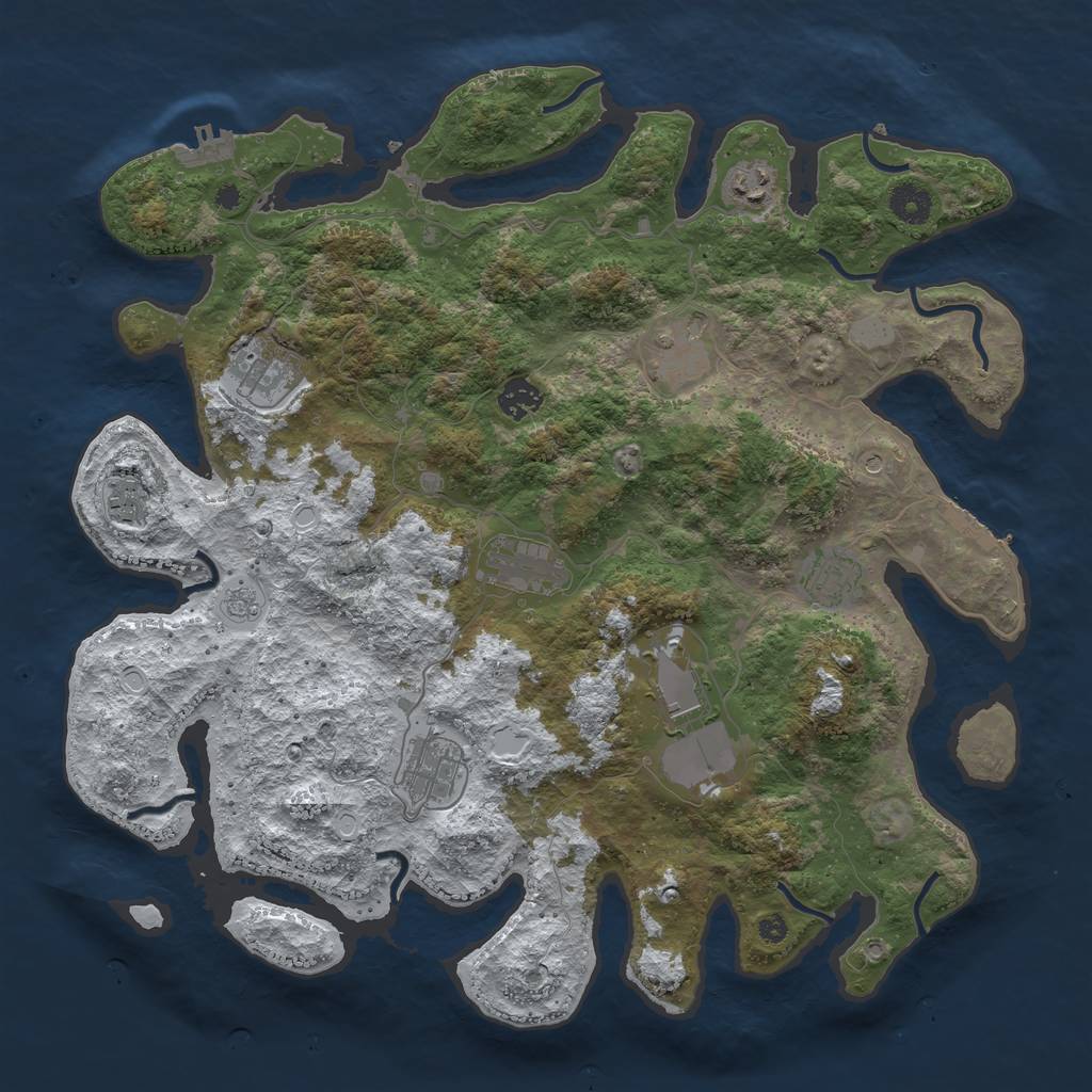 Rust Map: Procedural Map, Size: 3950, Seed: 871064263, 18 Monuments