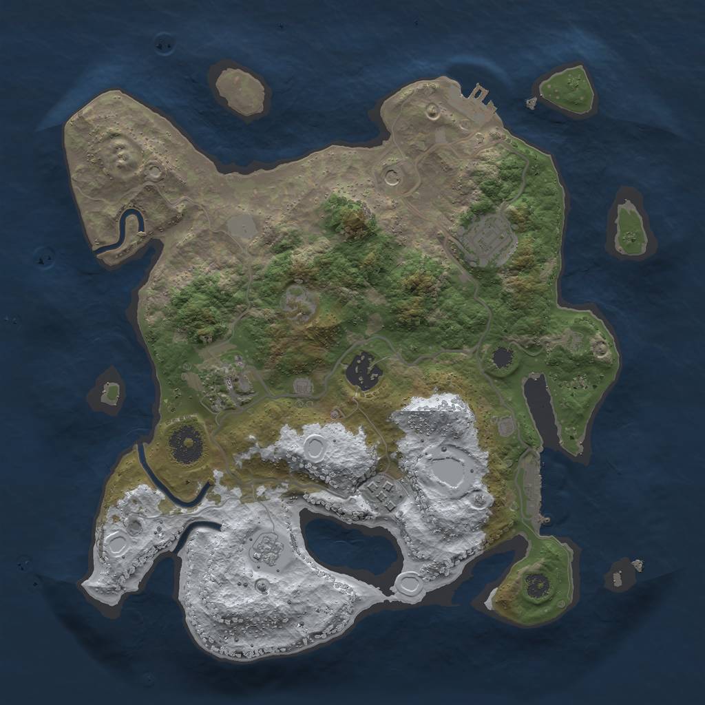 Rust Map: Procedural Map, Size: 3000, Seed: 911727, 13 Monuments