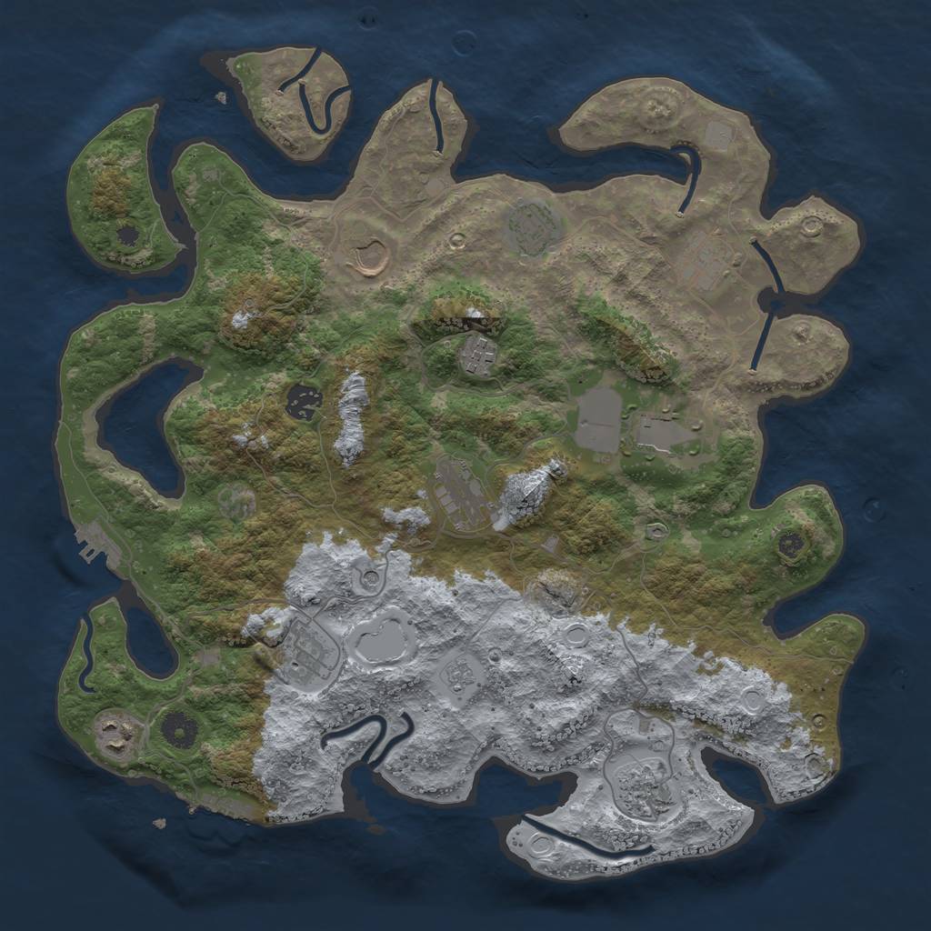 Rust Map: Procedural Map, Size: 3838, Seed: 13822, 19 Monuments