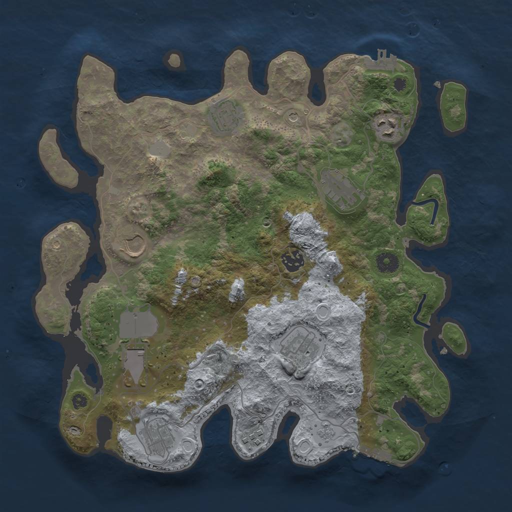 Rust Map: Procedural Map, Size: 3500, Seed: 12378, 18 Monuments