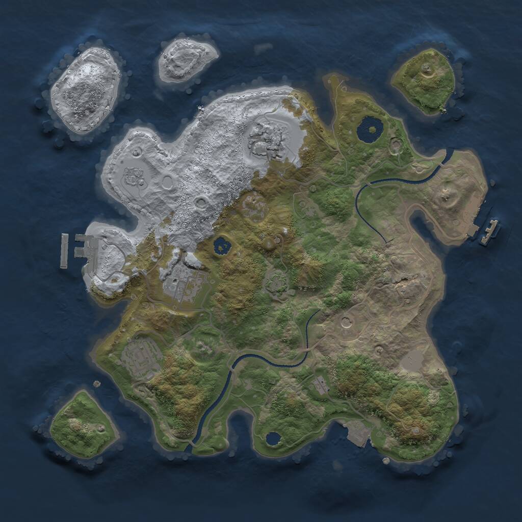Rust Map: Procedural Map, Size: 3000, Seed: 1577652113, 9 Monuments