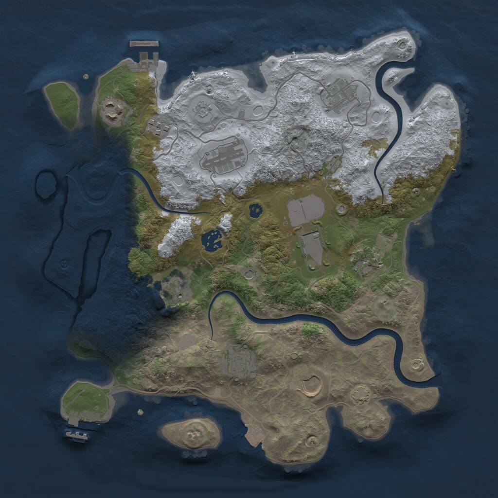 Rust Map: Procedural Map, Size: 3500, Seed: 75661, 16 Monuments