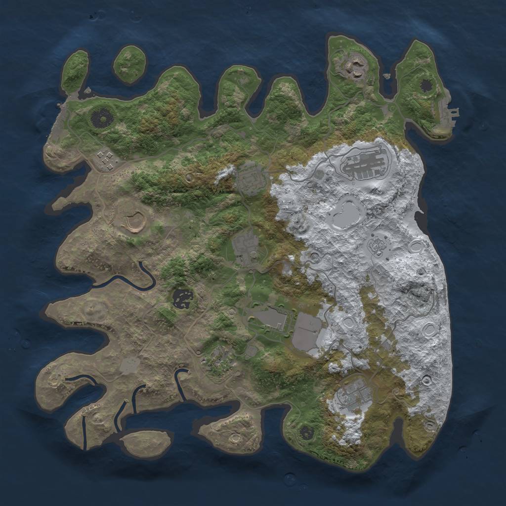 Rust Map: Procedural Map, Size: 3600, Seed: 858059724, 19 Monuments