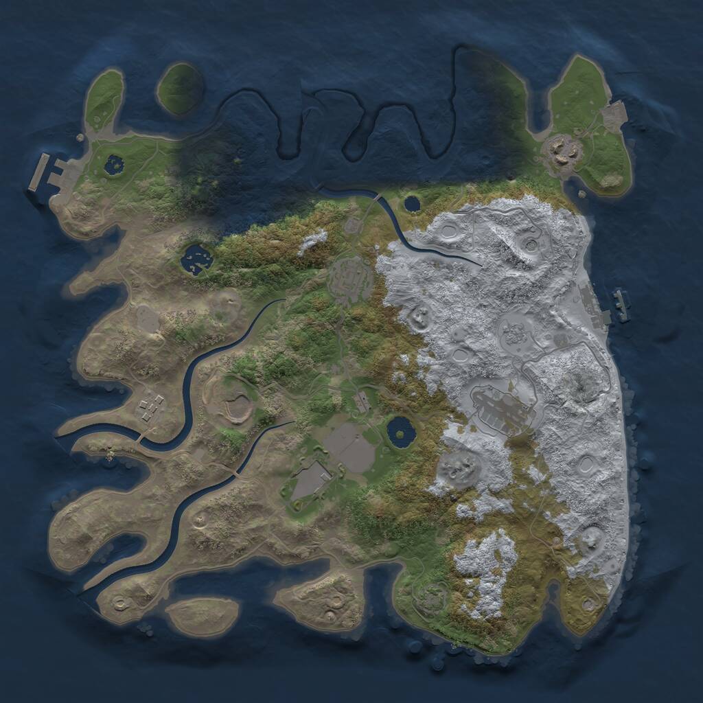 Rust Map: Procedural Map, Size: 3600, Seed: 858059724, 13 Monuments