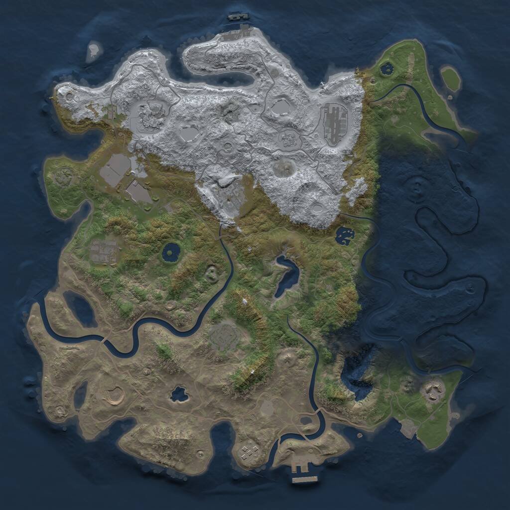 Rust Map: Procedural Map, Size: 4100, Seed: 3445566, 16 Monuments