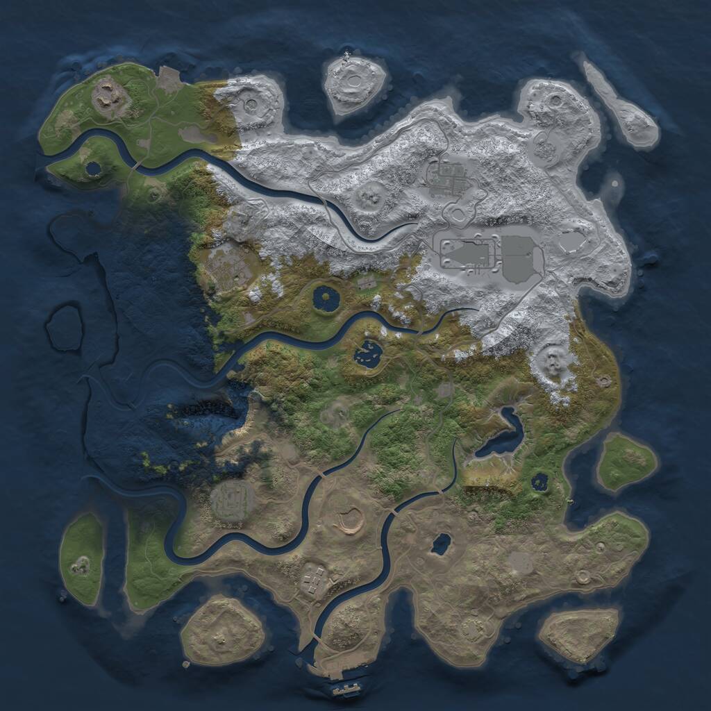 Rust Map: Procedural Map, Size: 4000, Seed: 5423, 13 Monuments
