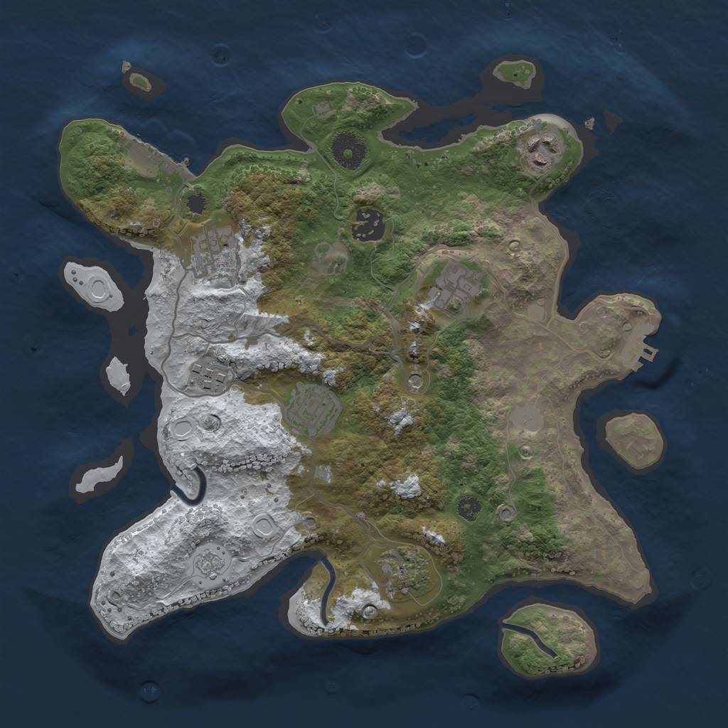 Rust Map: Procedural Map, Size: 3200, Seed: 3791110, 16 Monuments