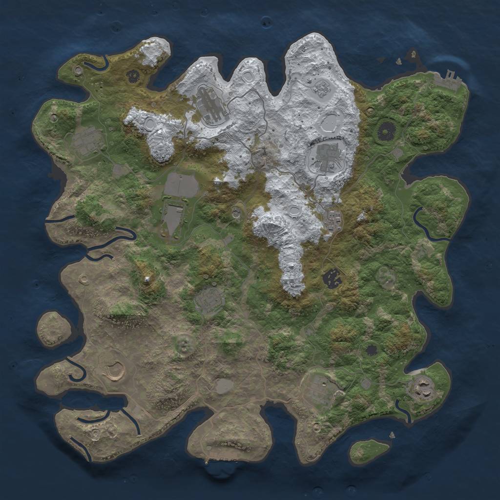 Rust Map: Procedural Map, Size: 3950, Seed: 684371812, 19 Monuments