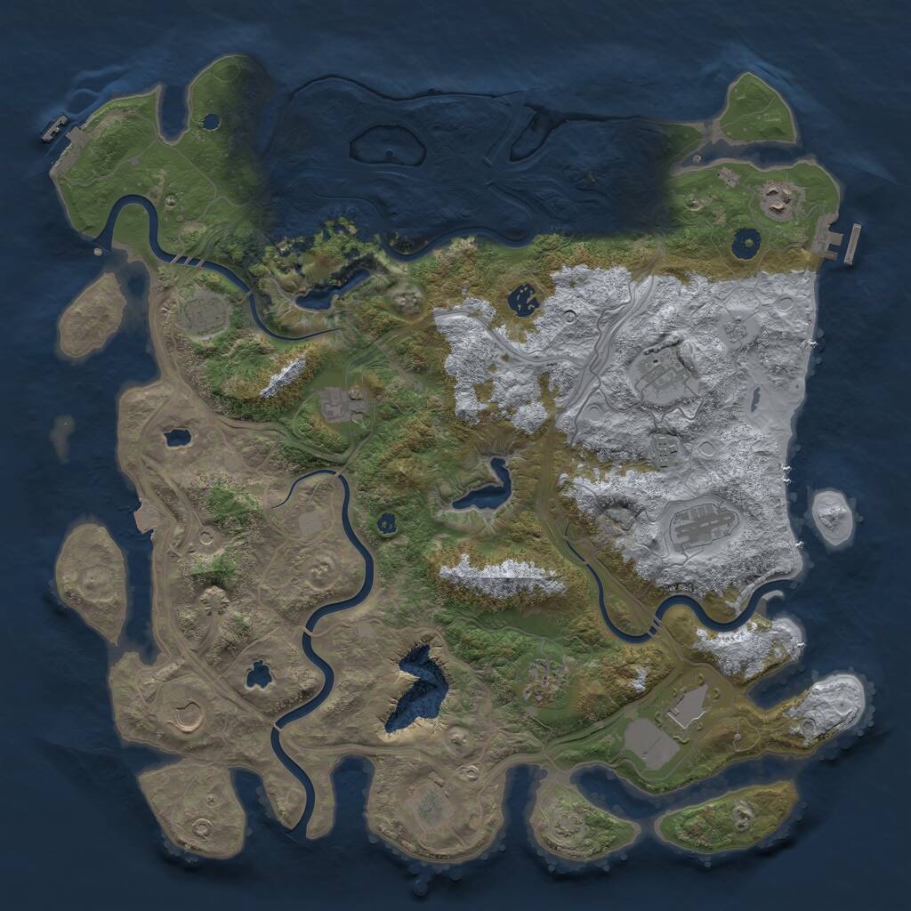 Rust Map: Procedural Map, Size: 4500, Seed: 1760649026, 17 Monuments