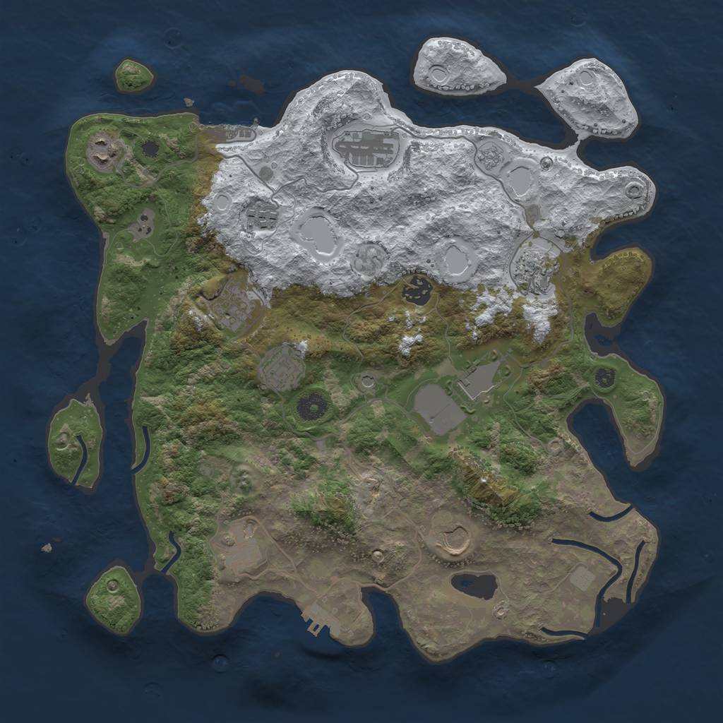 Rust Map: Procedural Map, Size: 3750, Seed: 220331009, 19 Monuments