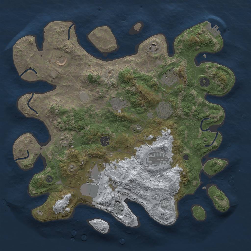 Rust Map: Procedural Map, Size: 3700, Seed: 8346, 18 Monuments