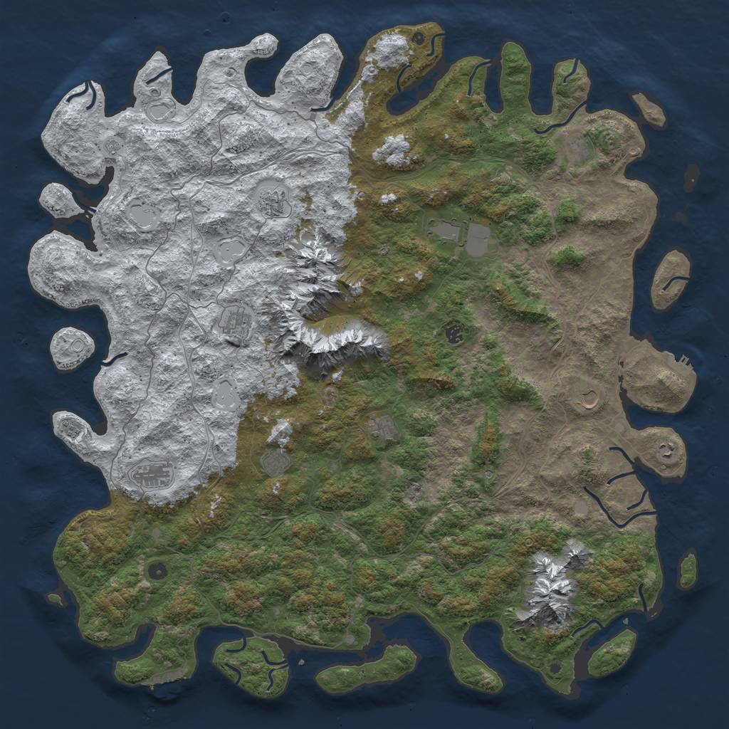 Rust Map: Procedural Map, Size: 6000, Seed: 370249553, 20 Monuments