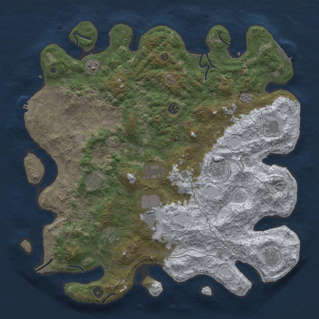 Rust Map: Procedural Map, Size: 4500, Seed: 584514, 19 Monuments