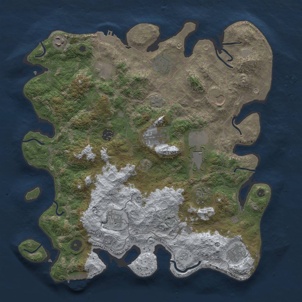 Rust Map: Procedural Map, Size: 4000, Seed: 695031, 20 Monuments