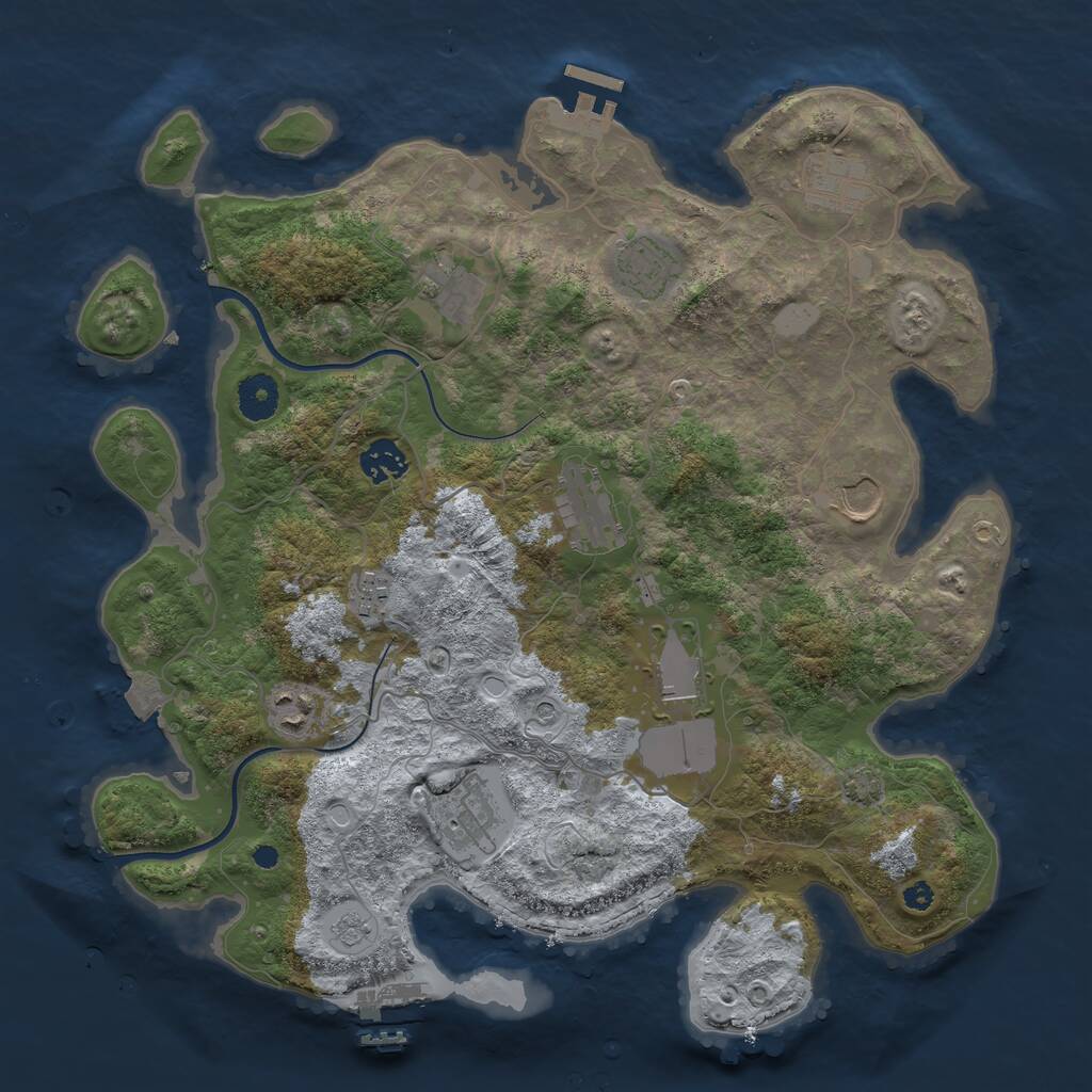 Rust Map: Procedural Map, Size: 3700, Seed: 1840455368, 16 Monuments