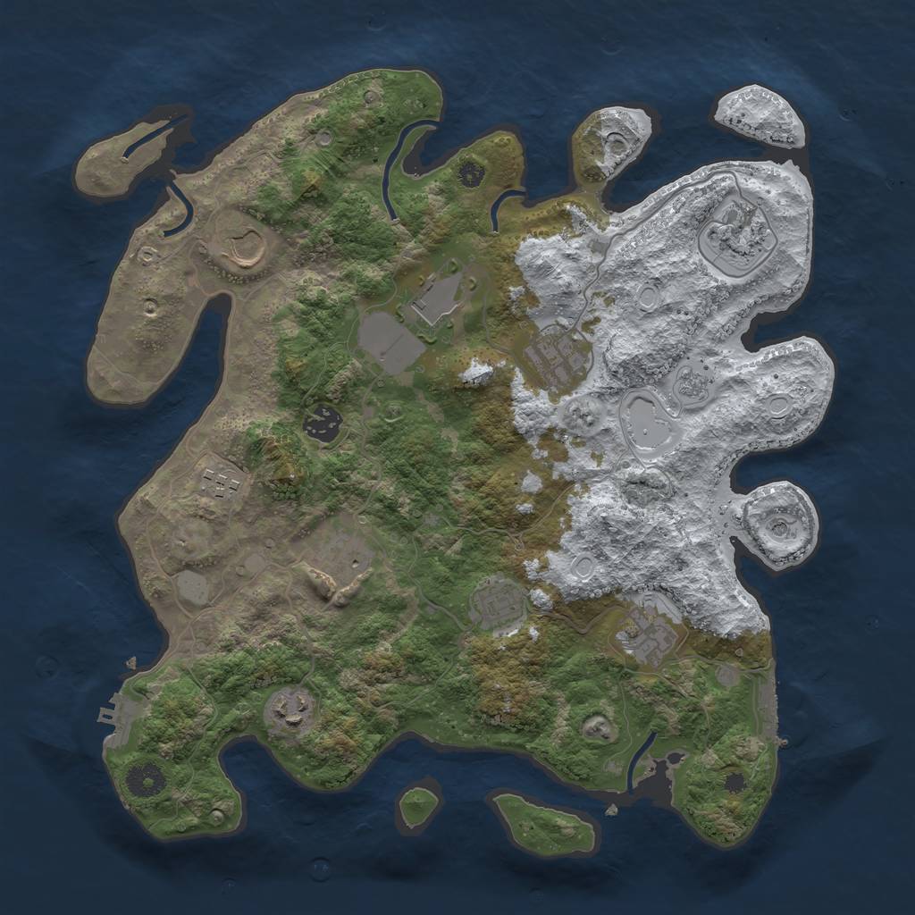 Rust Map: Procedural Map, Size: 3700, Seed: 114069467, 19 Monuments