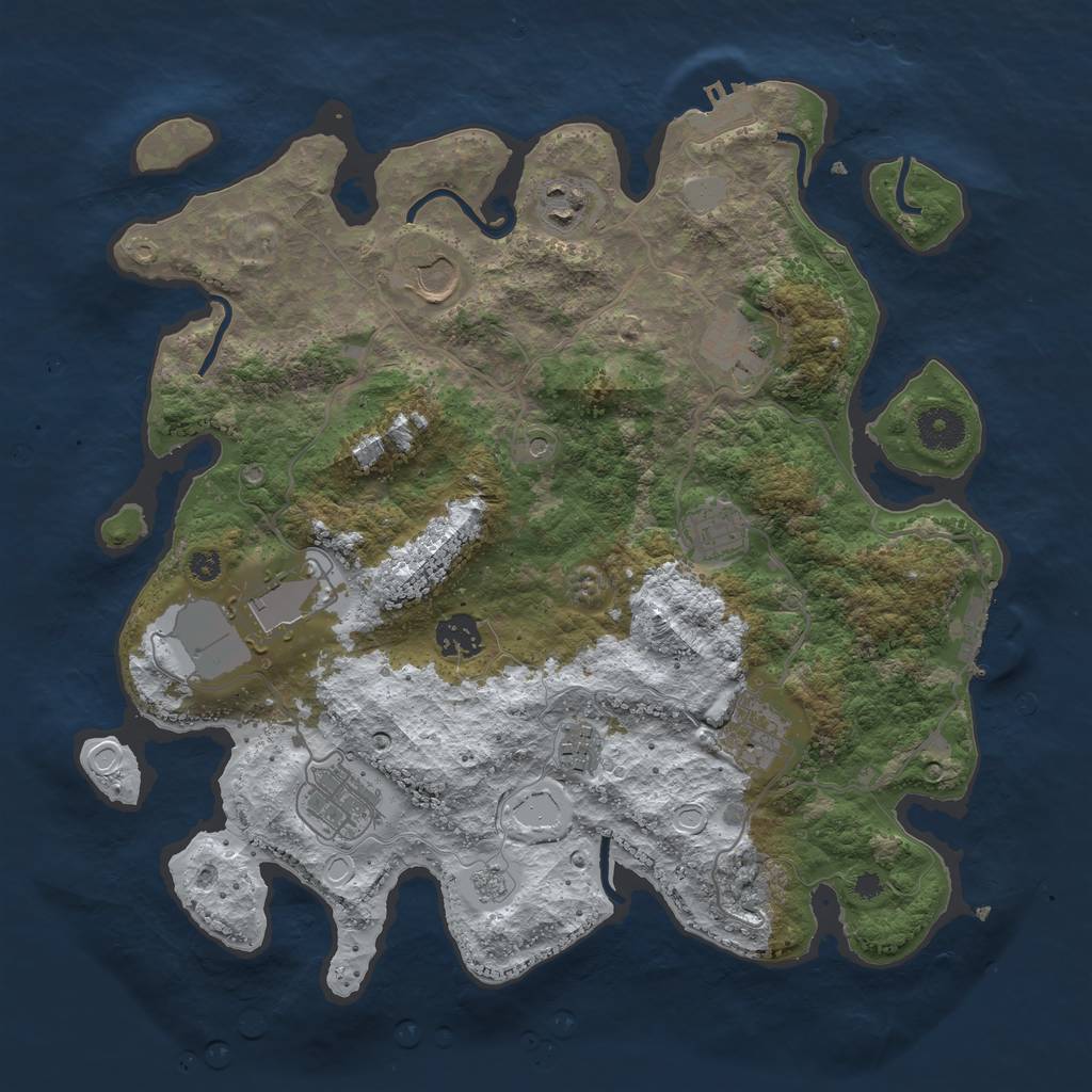Rust Map: Procedural Map, Size: 3600, Seed: 372, 18 Monuments