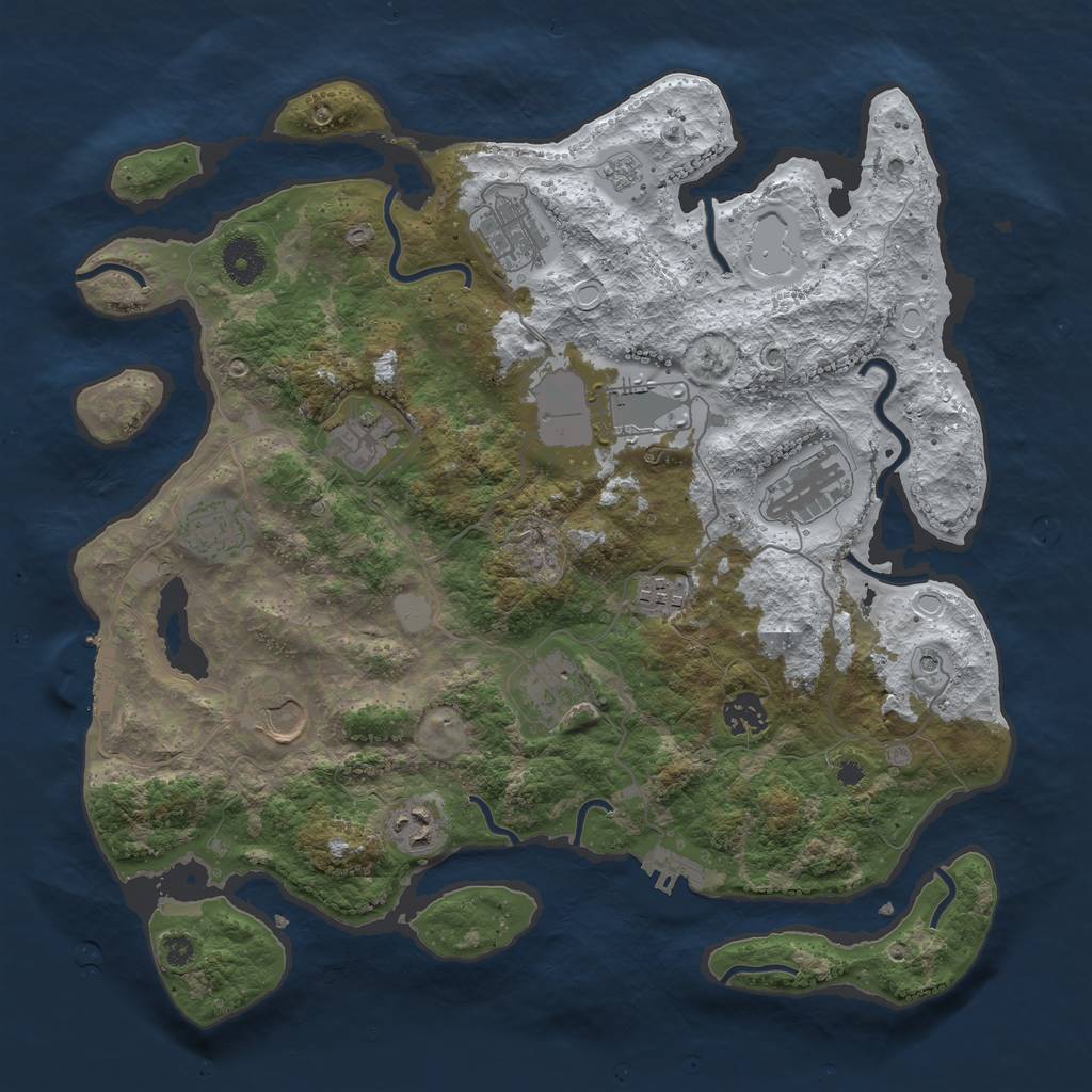 Rust Map: Procedural Map, Size: 3750, Seed: 1048168213, 19 Monuments