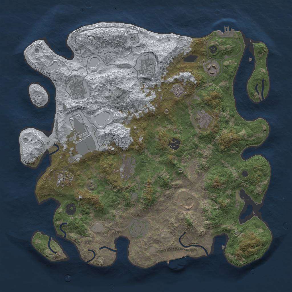 Rust Map: Procedural Map, Size: 3850, Seed: 121554, 20 Monuments