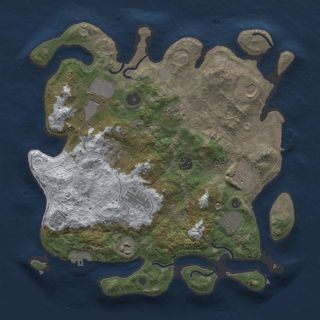 Rust Map: Procedural Map, Size: 3500, Seed: 420698008, 18 Monuments