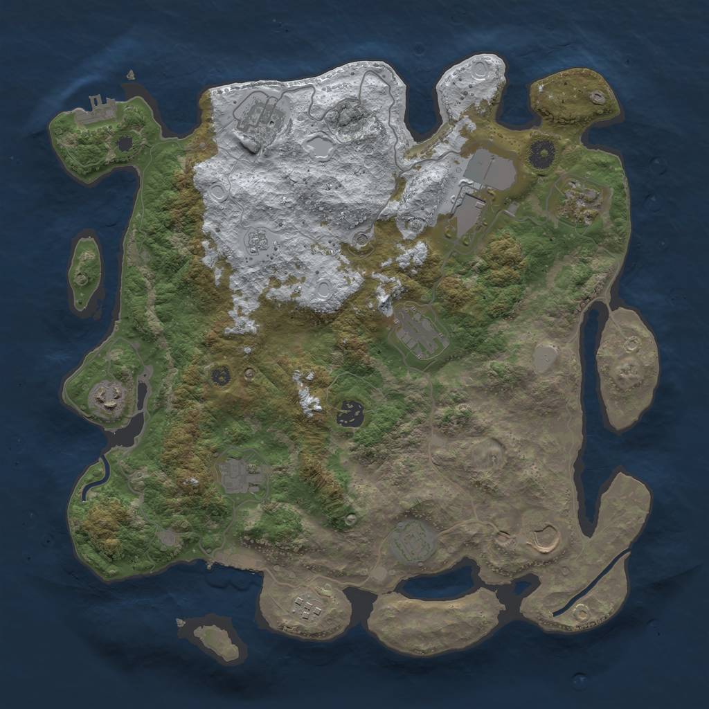 Rust Map: Procedural Map, Size: 3800, Seed: 49745448, 19 Monuments