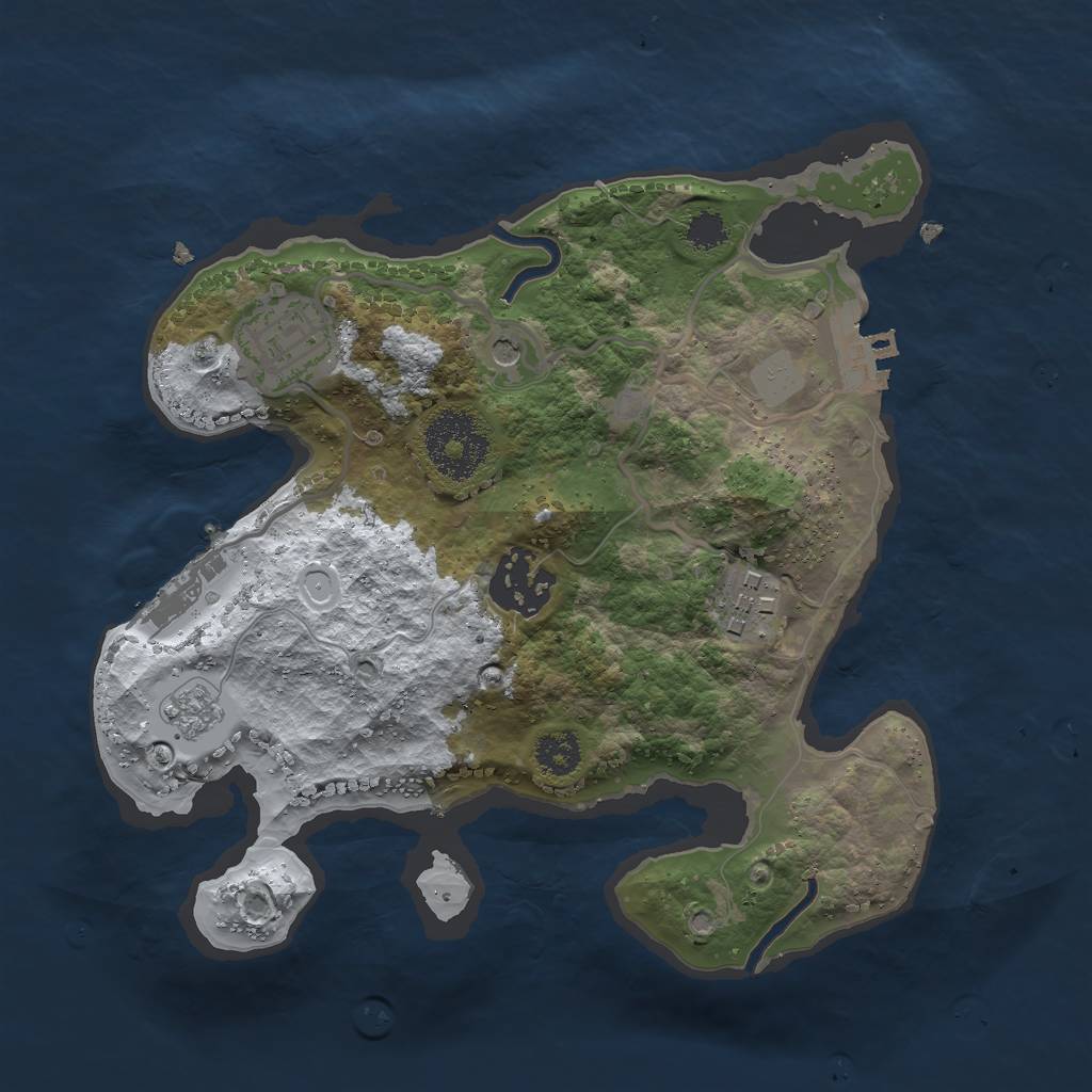 Rust Map: Procedural Map, Size: 2500, Seed: 32, 12 Monuments