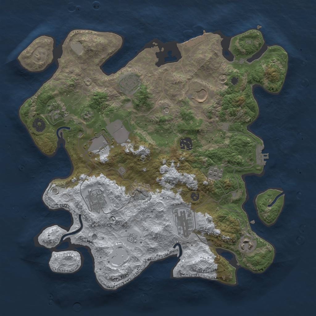 Rust Map: Procedural Map, Size: 3550, Seed: 39011125, 18 Monuments