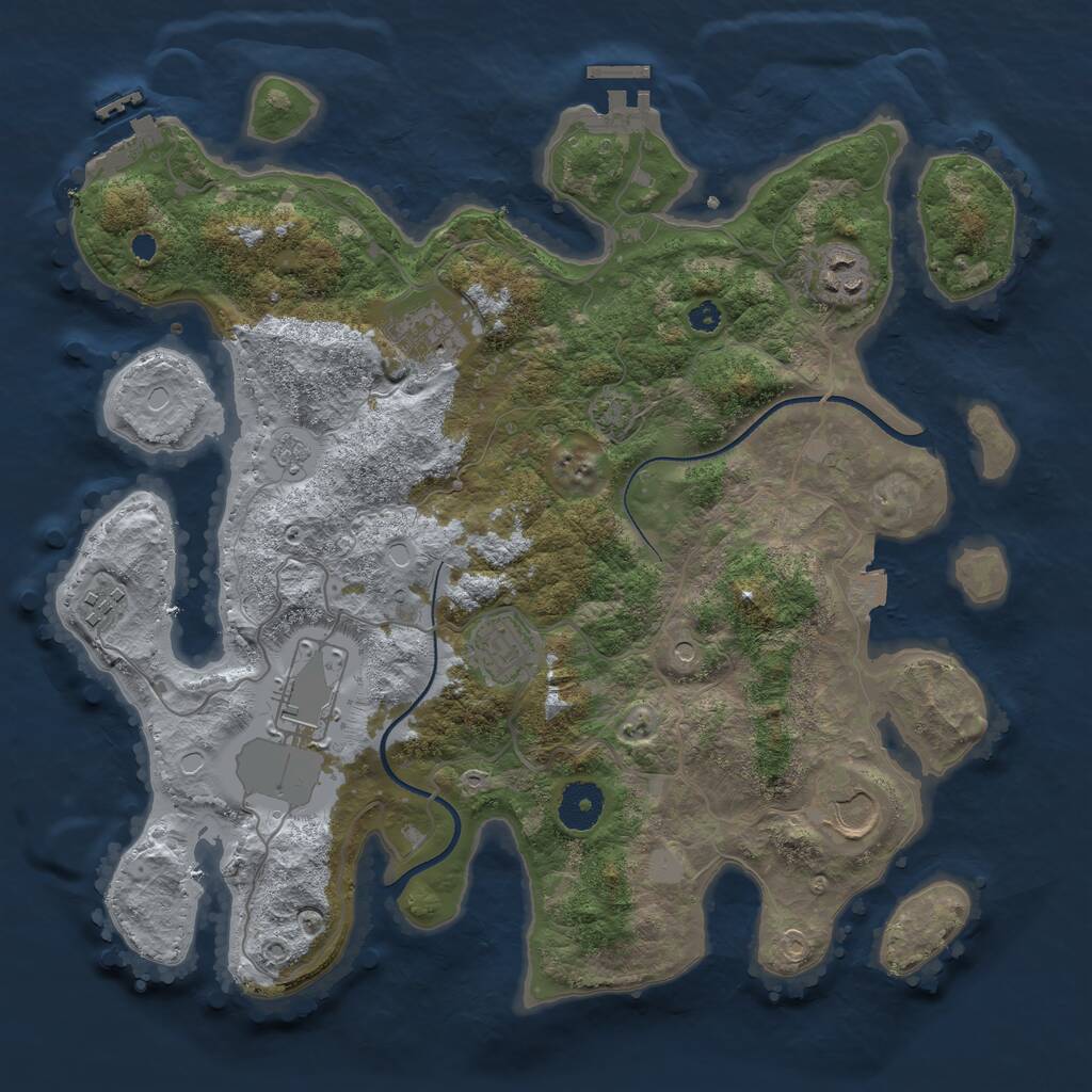 Rust Map: Procedural Map, Size: 3500, Seed: 467615019, 12 Monuments