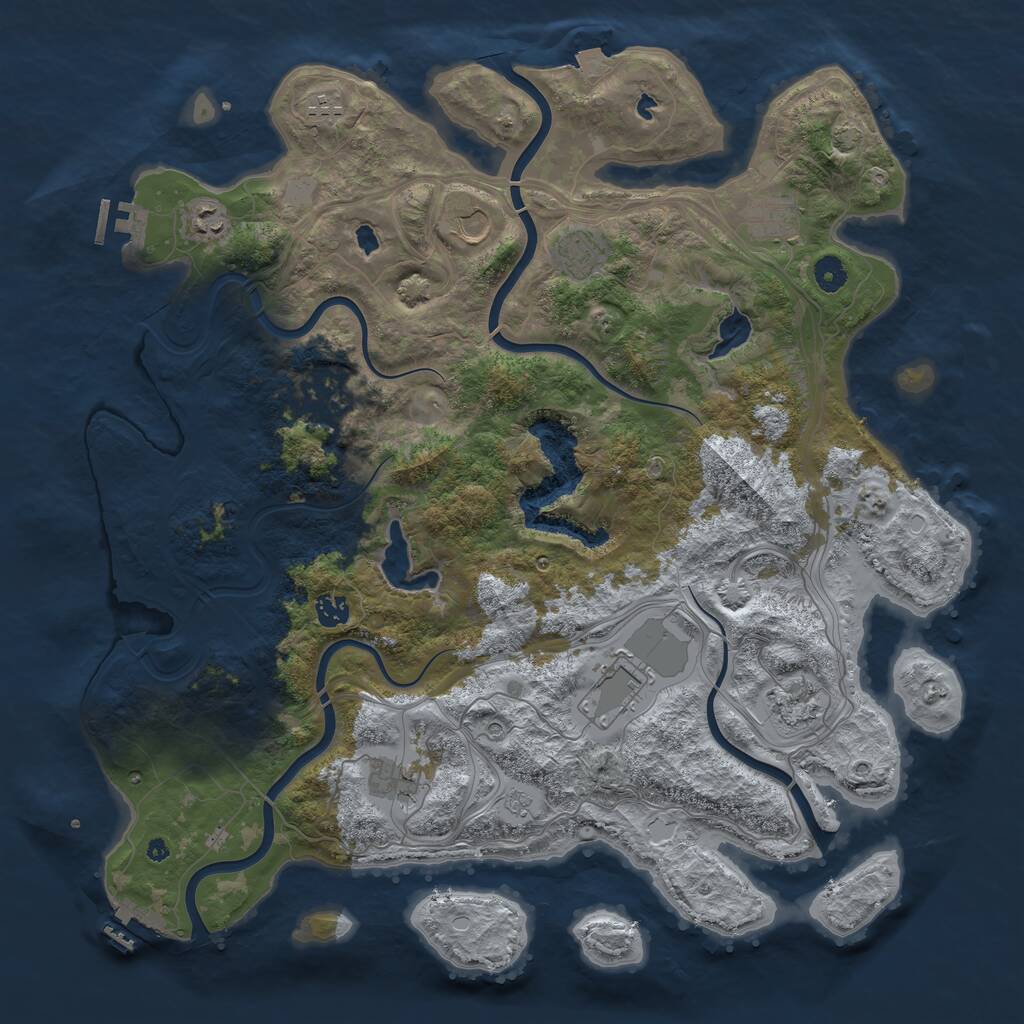 Rust Map: Procedural Map, Size: 4500, Seed: 5390873, 16 Monuments