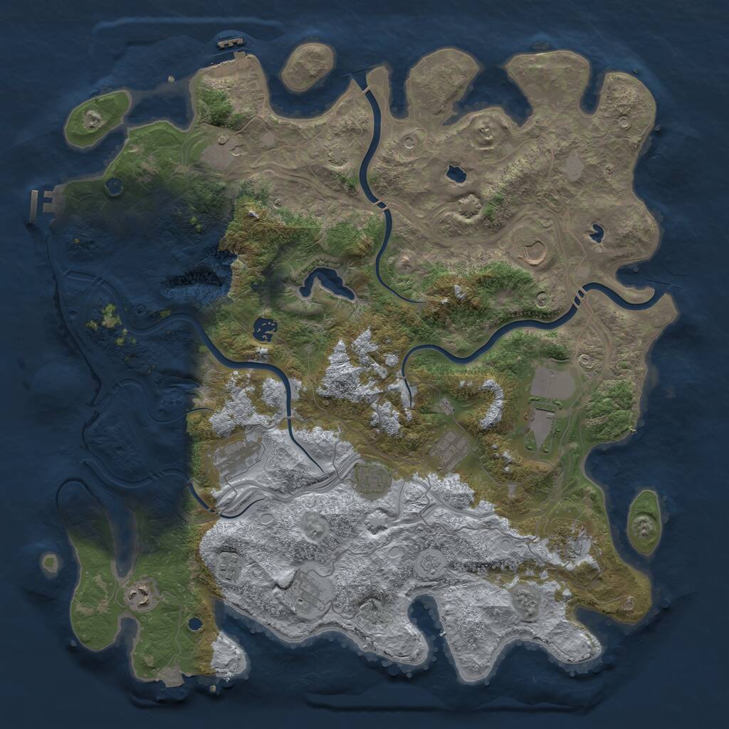 Rust Map: Procedural Map, Size: 4500, Seed: 502683, 17 Monuments