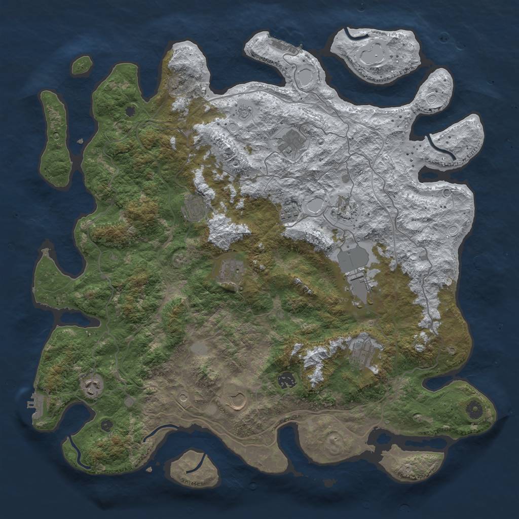 Rust Map: Procedural Map, Size: 4500, Seed: 4132358, 19 Monuments
