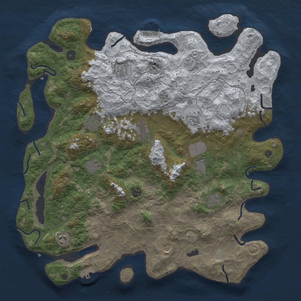 Rust Map: Procedural Map, Size: 4500, Seed: 2807684, 20 Monuments