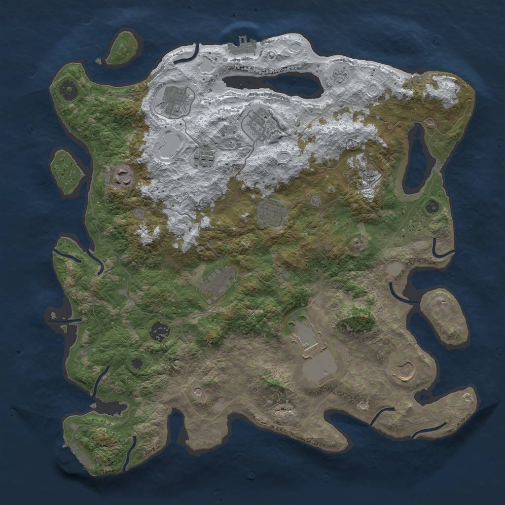 Rust Map: Procedural Map, Size: 3950, Seed: 1570725544, 19 Monuments