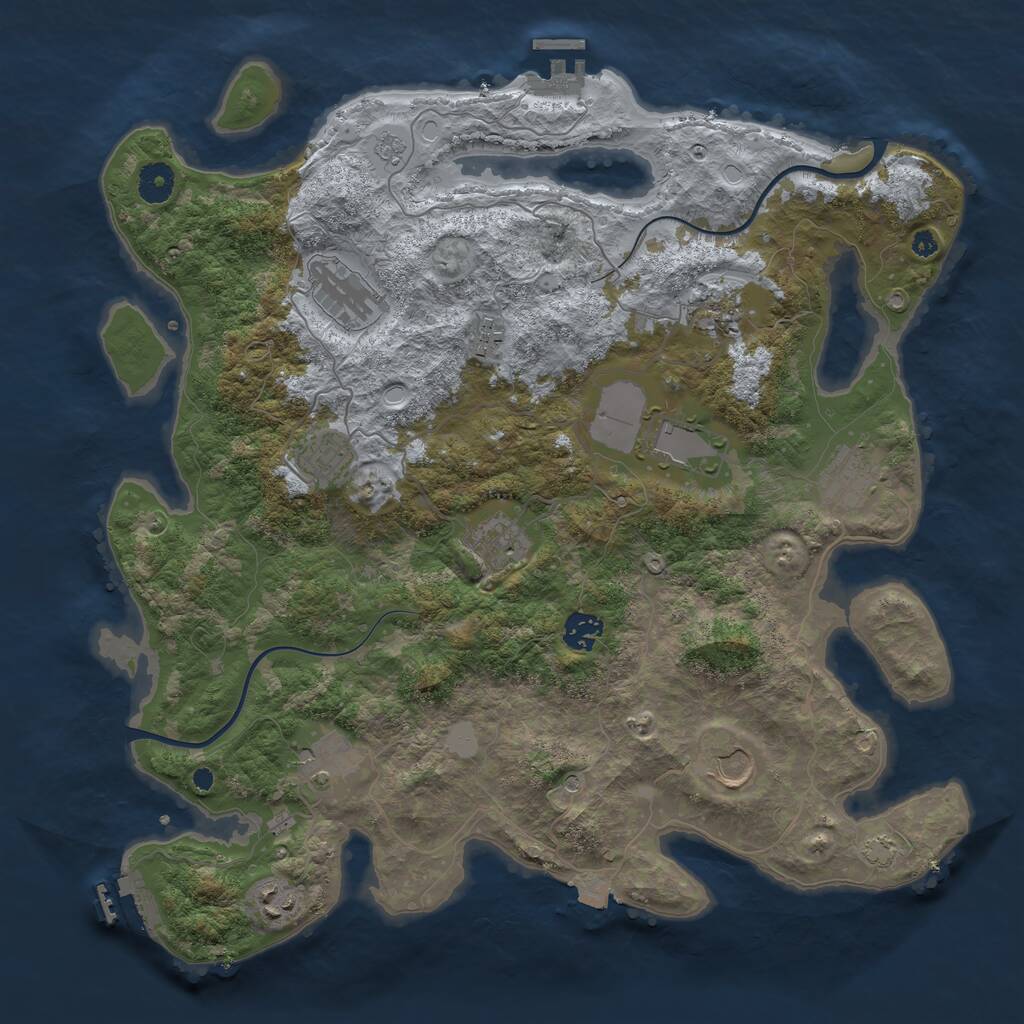 Rust Map: Procedural Map, Size: 3950, Seed: 1570725544, 17 Monuments