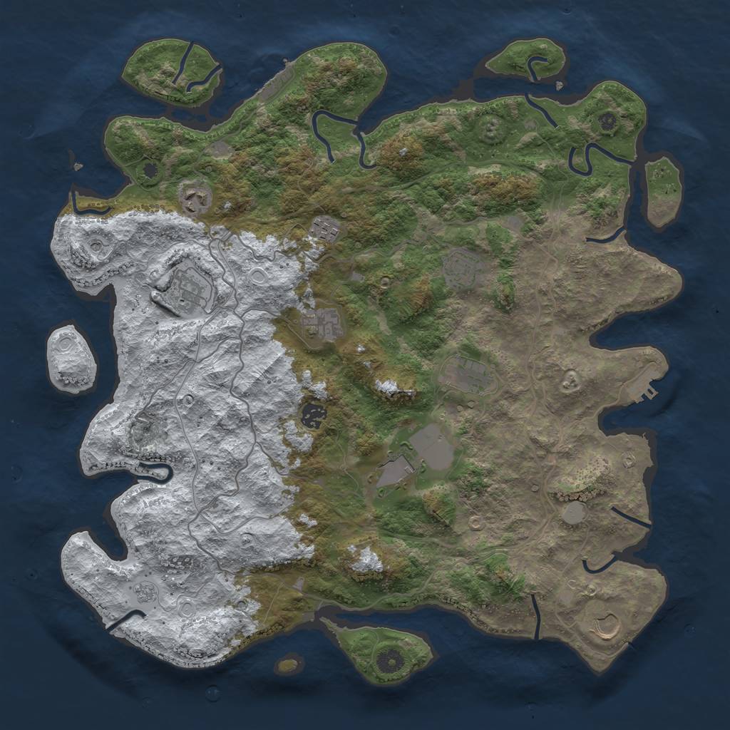 Rust Map: Procedural Map, Size: 4250, Seed: 523185906, 18 Monuments