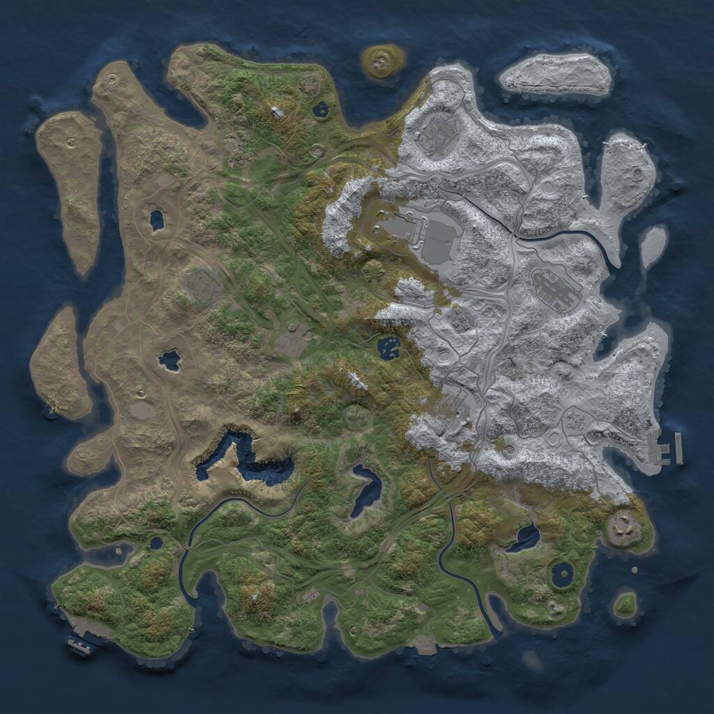 Rust Map: Procedural Map, Size: 4500, Seed: 876644, 16 Monuments