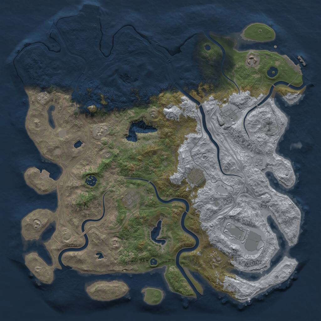 Rust Map: Procedural Map, Size: 4500, Seed: 6350184, 14 Monuments