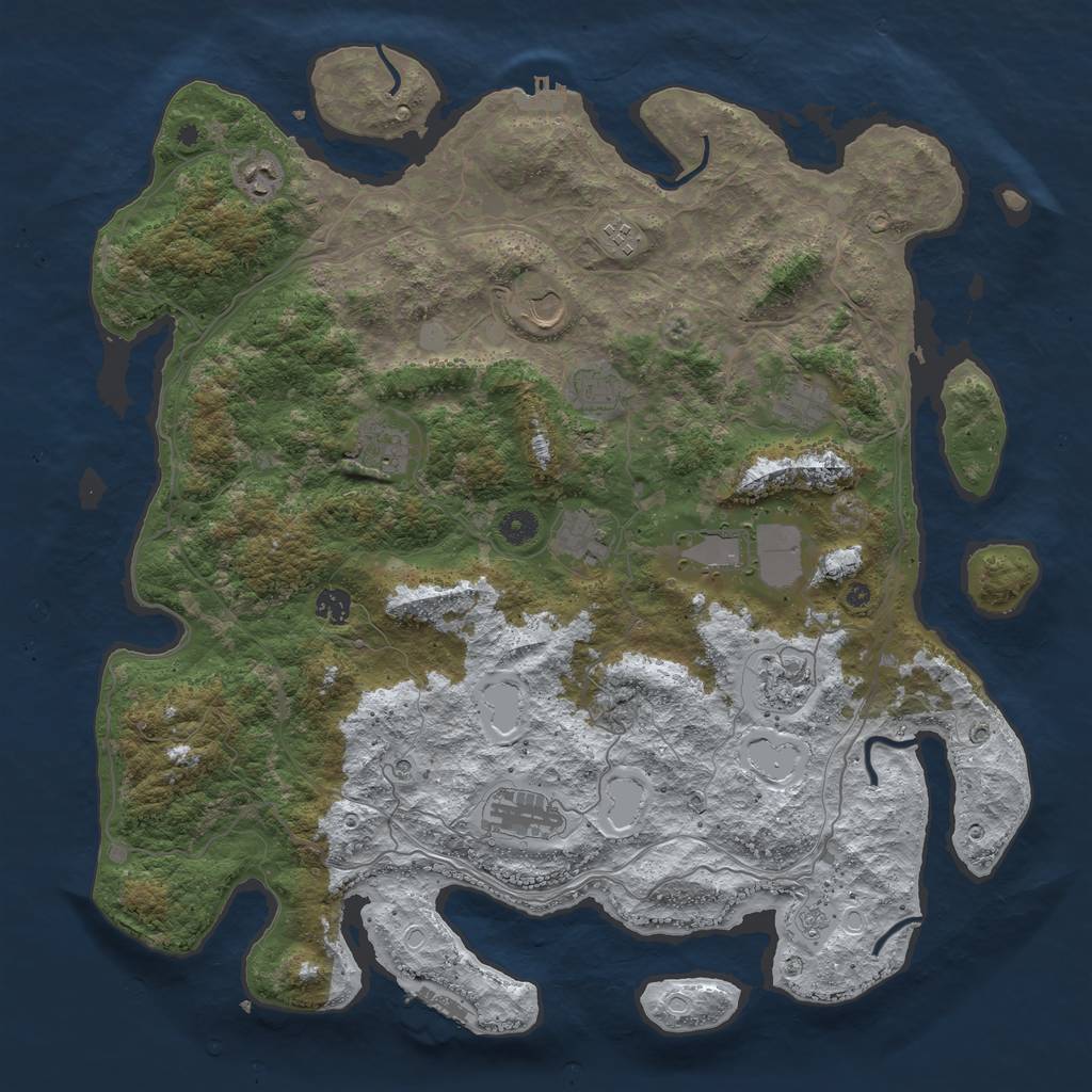 Rust Map: Procedural Map, Size: 4500, Seed: 1457563, 20 Monuments