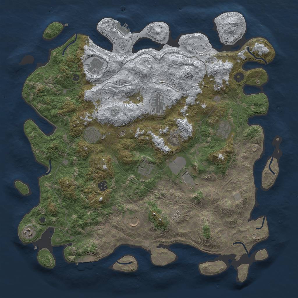 Rust Map: Procedural Map, Size: 4500, Seed: 2322559, 19 Monuments