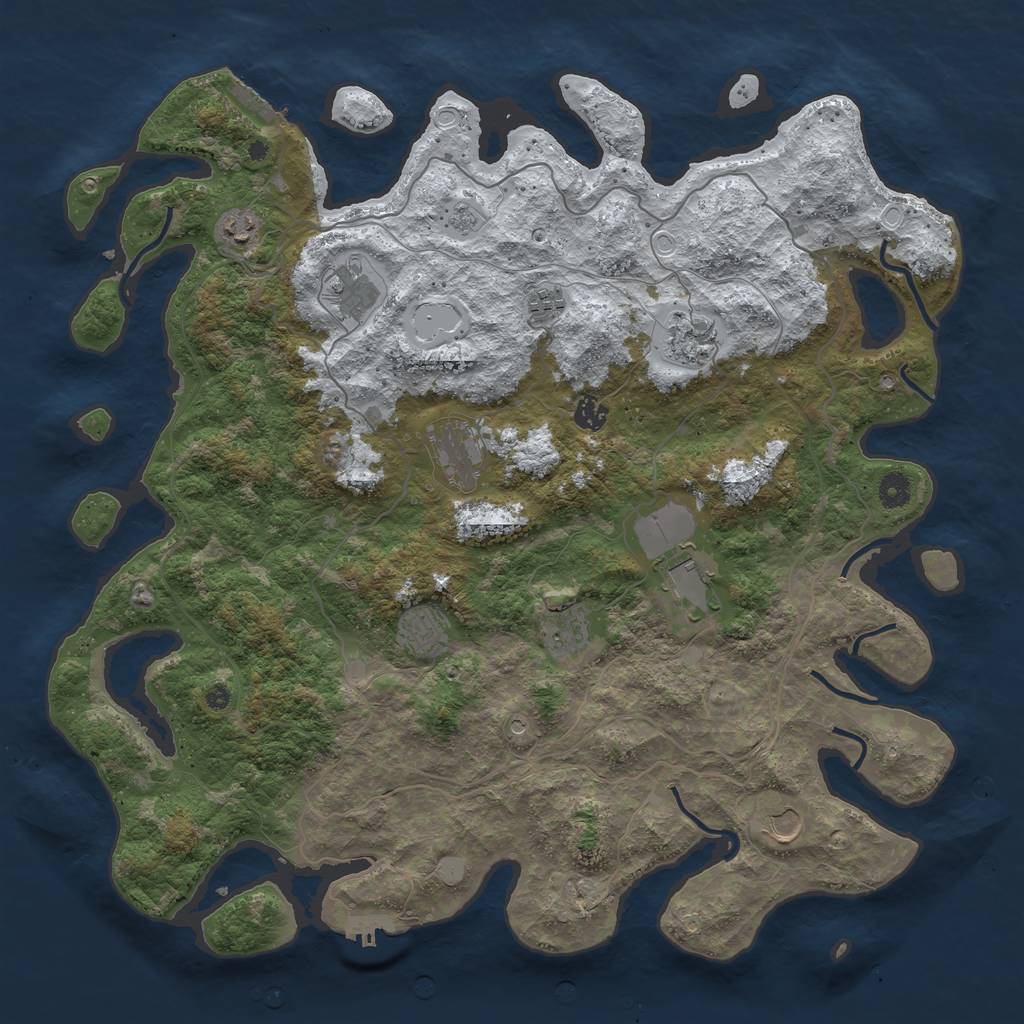 Rust Map: Procedural Map, Size: 4500, Seed: 1303978, 19 Monuments