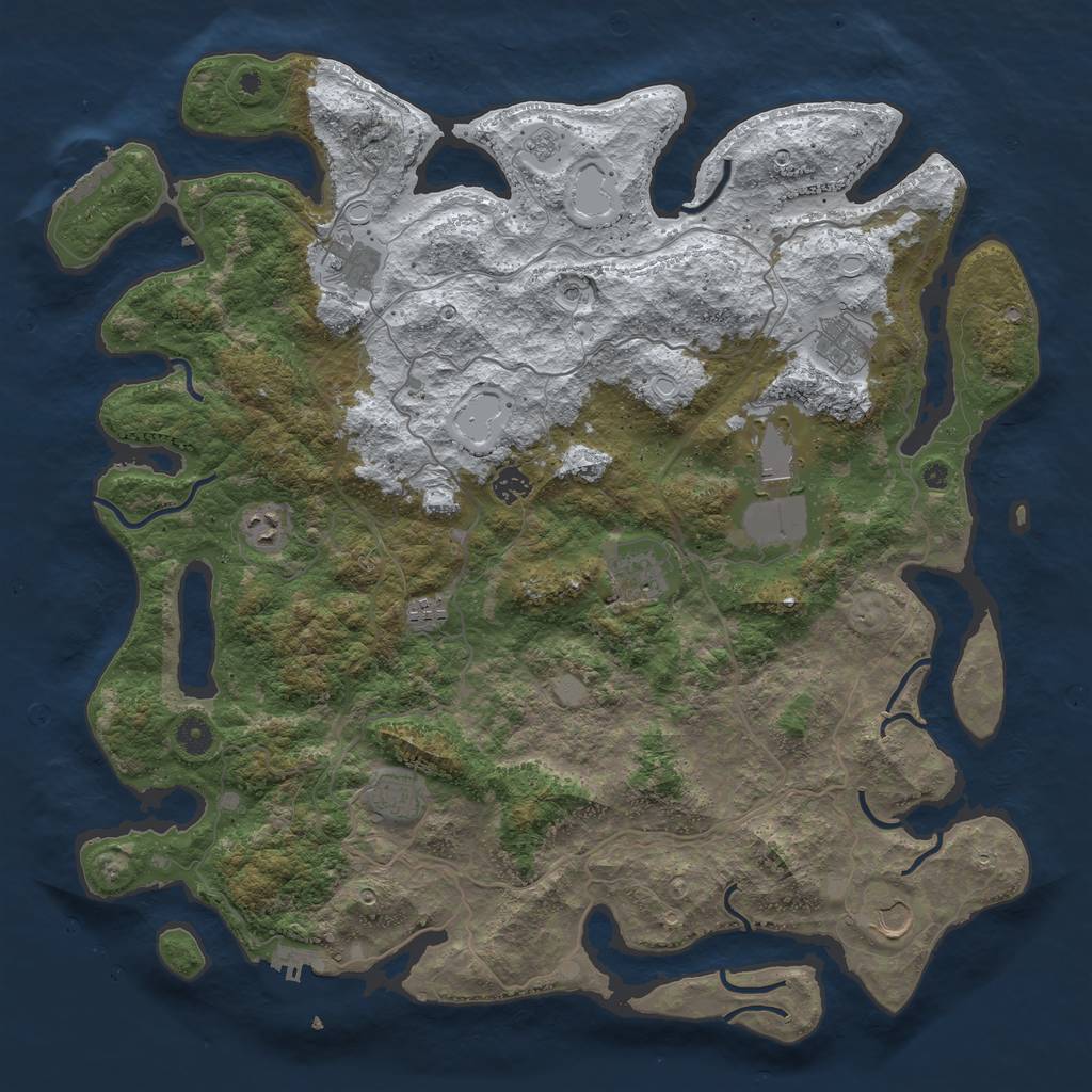 Rust Map: Procedural Map, Size: 4500, Seed: 1211012, 18 Monuments