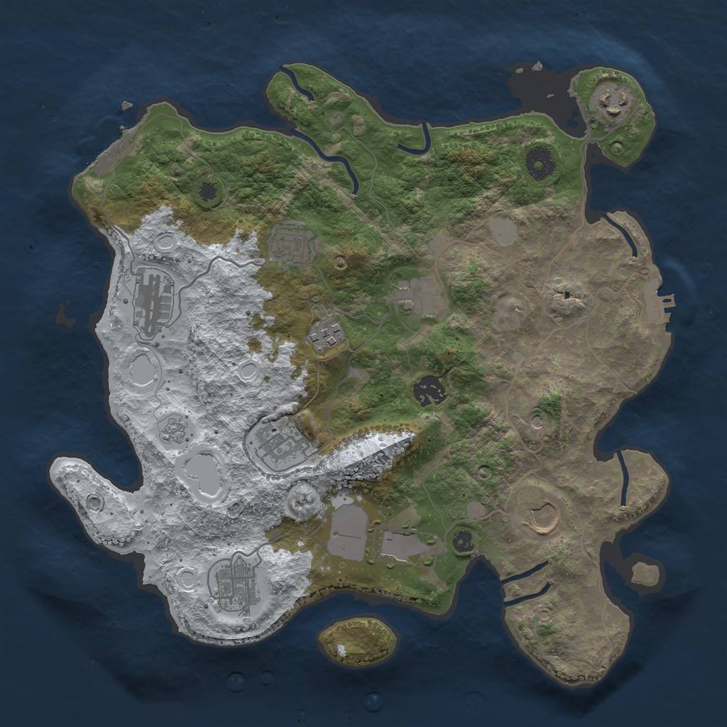 Rust Map: Procedural Map, Size: 3500, Seed: 1455507402, 19 Monuments