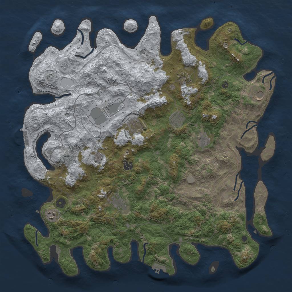 Rust Map: Procedural Map, Size: 4500, Seed: 1735730, 19 Monuments
